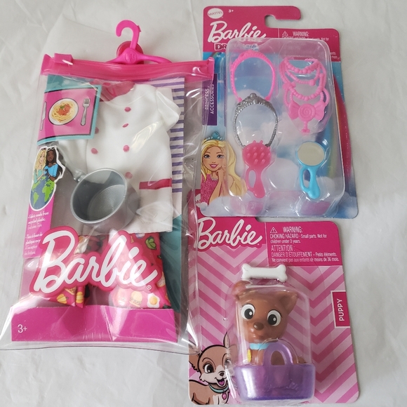 ⭐ NIB Barbie Accessories Lot of 3 outfit puppy princess accessories - Picture 1 of 8